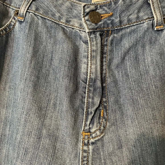 LL Bean Cropped Wide Leg 5 Pocket Pima Cotton Blend Jeans Size 16 Regular - Picture 4 of 10